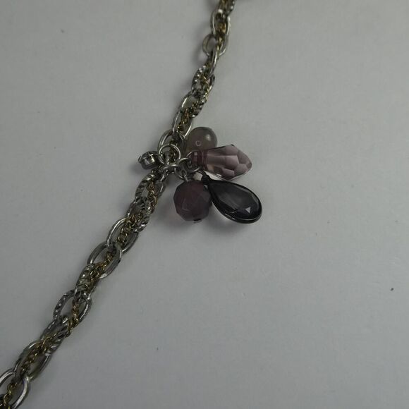 Loft Mauve Grey Silver Tone Dangle Beaded Neutral Necklace Plus Size Friendly 35 - Picture 5 of 9